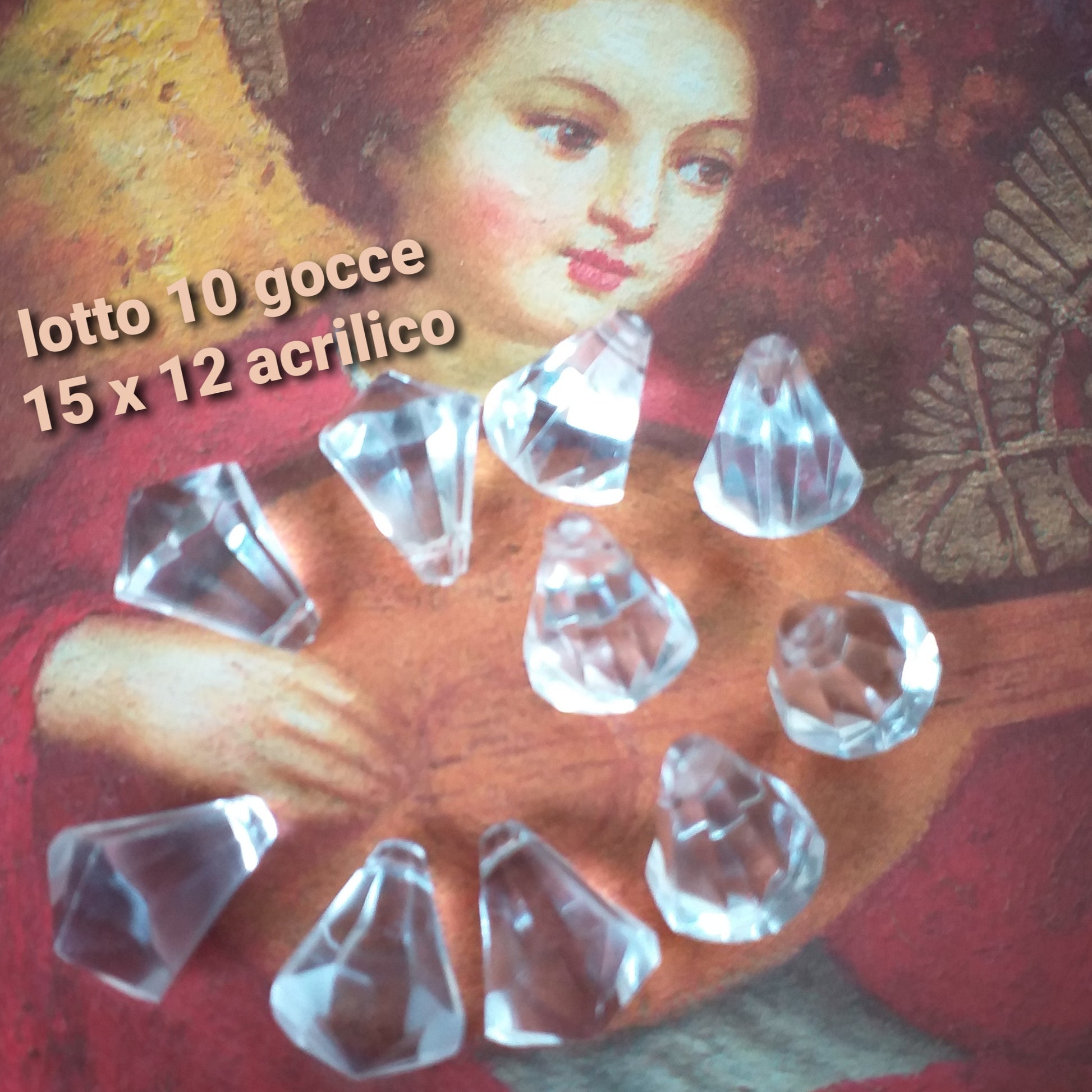 lotto 10 gocce pietre vetro acrilico 15 x 12 mm per creare collane ciondoli bigiotteria