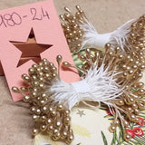oro pistilli medi 4 mm simil perle dorati creare fiori artificiali natalizi finti accessori stami hobby fai da te centrotavola ghirlande composizioni Natale fiorellini bomboniere