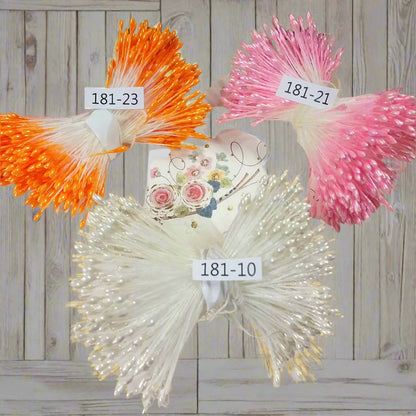 giallo bianco perlato rosa pistilli piccoli uso creare fiori artificiali finti accessori stami hobby fai da te centrotavola ghirlande composizioni fiorellini pasquali natalizi
