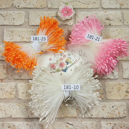 giallo bianco perlato rosa pistilli piccoli uso creare fiori artificiali finti accessori stami hobby fai da te centrotavola ghirlande composizioni fiorellini pasquali natalizi