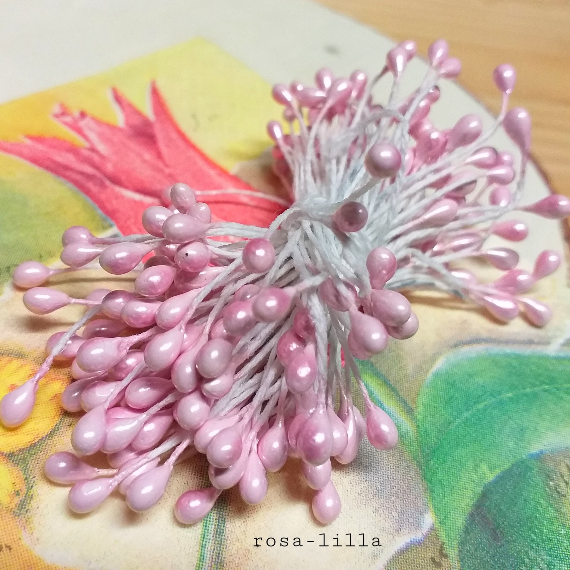 rosa-lilla pistilli per fiori artificiali finti di perle colorate accessori stami uso hobby fai da te bomboniere composizioni pasquali natalizie biedermeier