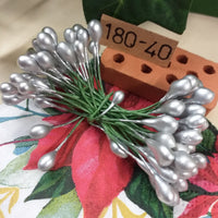 argento pistilli grandi 6 mm simil perle argentati creare fiori artificiali natalizi finti accessori stami hobby fai da te centrotavola ghirlande composizioni stelle di Natale fiorellini bomboniere