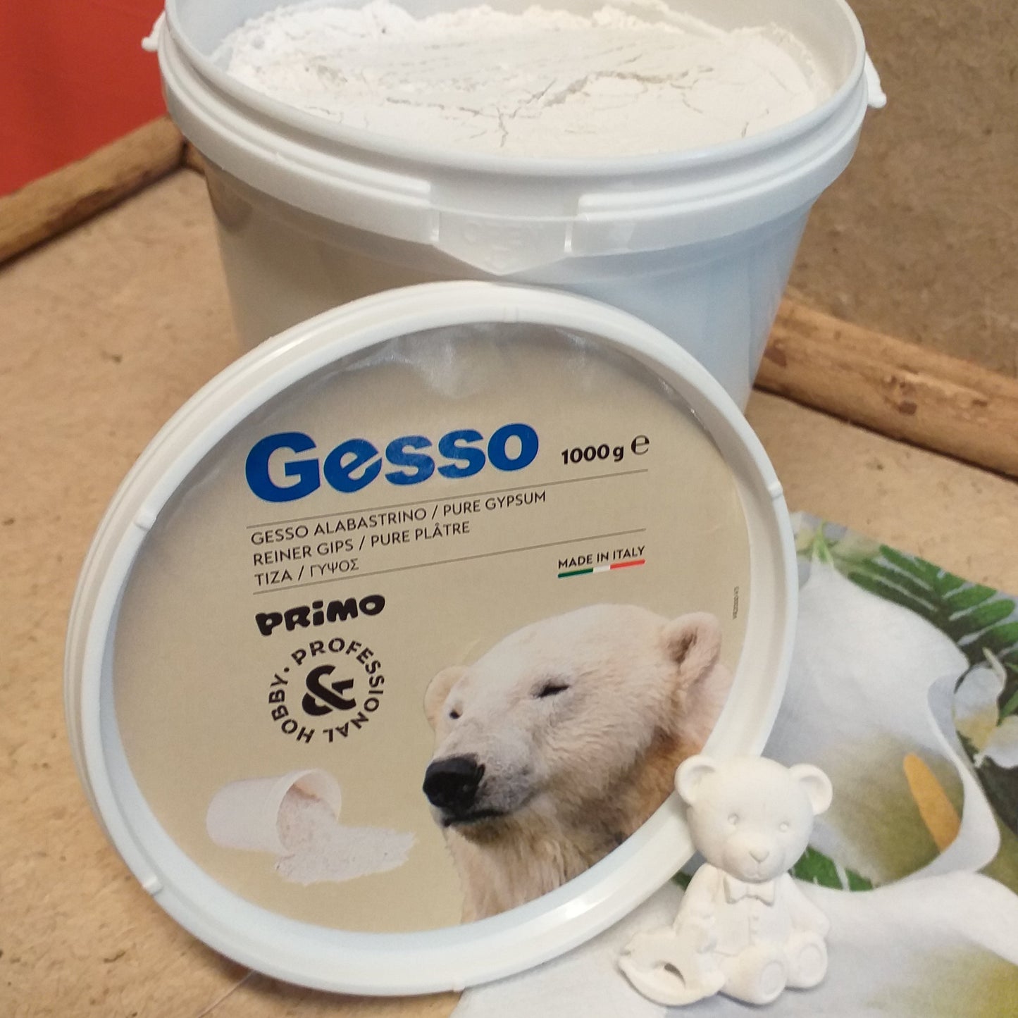 1 kg = 1000 g made in Italy barattolo gesso alabastrino Primo Morocolor tipo polvere di ceramica per colate di stampi creazioni hobby professional gessetti nascita orsacchiotti decorazioni natalizie pasquali lavoretti creativi bambini