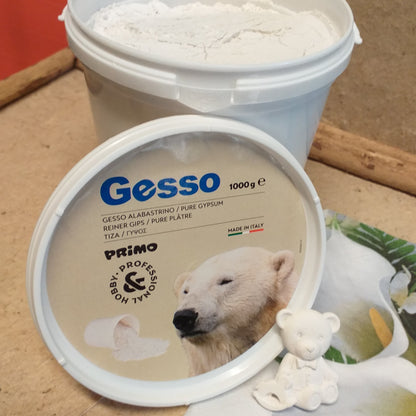 1 kg = 1000 g made in Italy barattolo gesso alabastrino Primo Morocolor tipo polvere di ceramica per colate di stampi creazioni hobby professional gessetti nascita orsacchiotti decorazioni natalizie pasquali lavoretti creativi bambini
