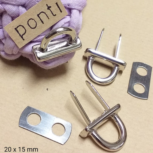 colore argento 20 x 15 mm accessori minuteria di ponti a 2 componenti per borse artigianali fai da te uncinetto attacchi ponticelli con alette pieghevoli per manici tracolla