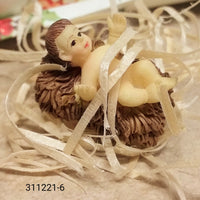 Nativity set, rappresentazione Gesù Bambino Presepe statuine resina bambinello 3 cm culla ad uso lavoretti creativi bambini Natale