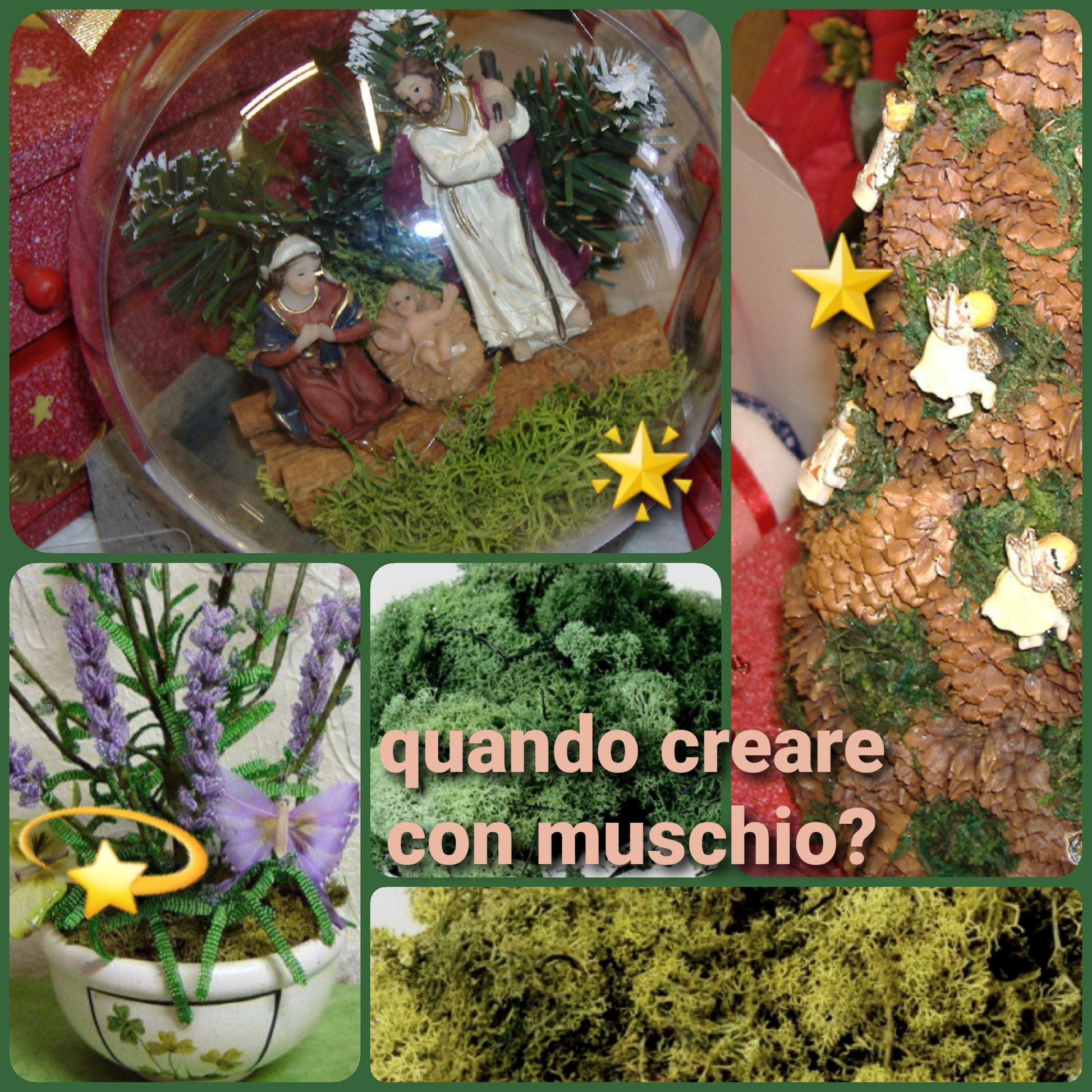 Quando creare con muschio nordico artificiale composizioni floreali perline decorazioni Natale albero biedermeier presepe sfera pallina