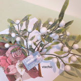 vischio brillantinato ghiacciato bacche bianche botanica finta rami natalizi artificiali Renkalik per composizioni fiori Natale centrotavola ghirlande fuoriporta