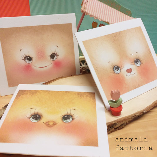 visi faccine di fommy deco stampato renkalik con occhi naso bocca gomma crepla termomodellabile disegnata dipinta colorata animaletti della fattoria pulcino pecora gattino