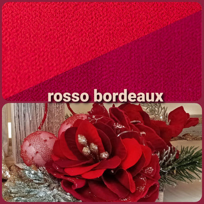 rosso bordeaux primo piano tessuto chiffon primette renkalik per Rose Natale