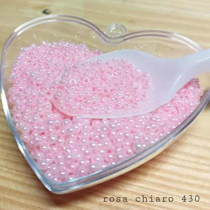 rosa chiaro colore perline rocailles conteria vetro per creare bomboniere di perle fiori rose Veneziane piante bonsai alberi