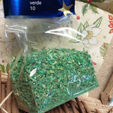 verde prato chiaro sabbia decorativa fioristi ghiaino sassi granulato uso per composizioni fiori natalizi fai da te Natale Presepe candele