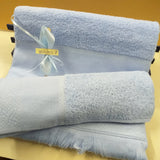azzurro 7 set mani ospite asciugamani colorati di spugna cotone tela Aida da ricamare a punto croce per idee regalo bagno