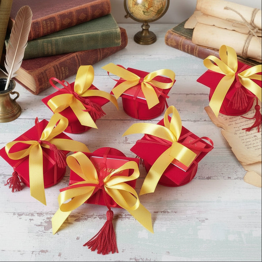 50 Scatoline A Forma Di Cappello Da Laurea Per Caramelle – Bomboniere E Decorazioni Per Festa Di Laurea (Nere)