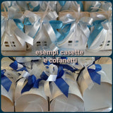 esempi negozio idee confezioni Comunione Cresima Battesimo scatole bomboniere originali casetta scrigno cofanetto portaconfetti