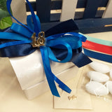 bianco blu 18° compleanno cofanetti scrigno forziere astuccio scatoline portaconfetti simbolo dorato 18, 5 confetti e bigliettino