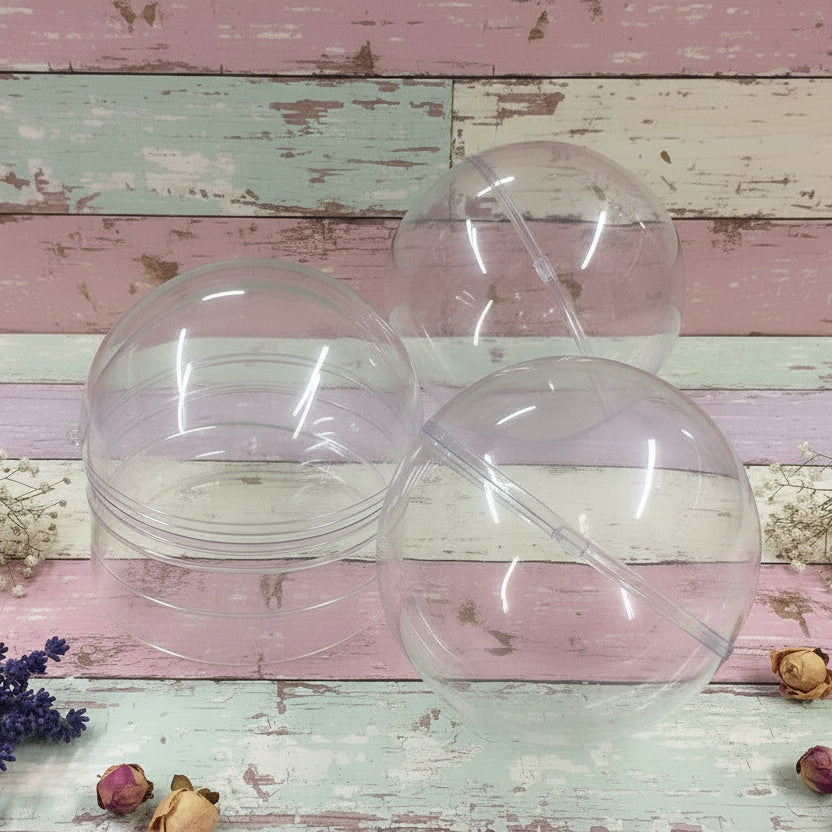 Palline di Natale, Tubo 6 Sfere Plastica 8cm MIX MARRONE/PERLA