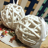 balls sfere palline vimini rattan vite viticcio bianco rustico uso decorare albero Natale fai da te per fuoriporta composizioni centrotavola