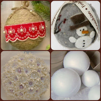decorare sfere polistirolo palline piccole palle grandi per albero Natale fai da te bambole con spago feltro gomma crepla