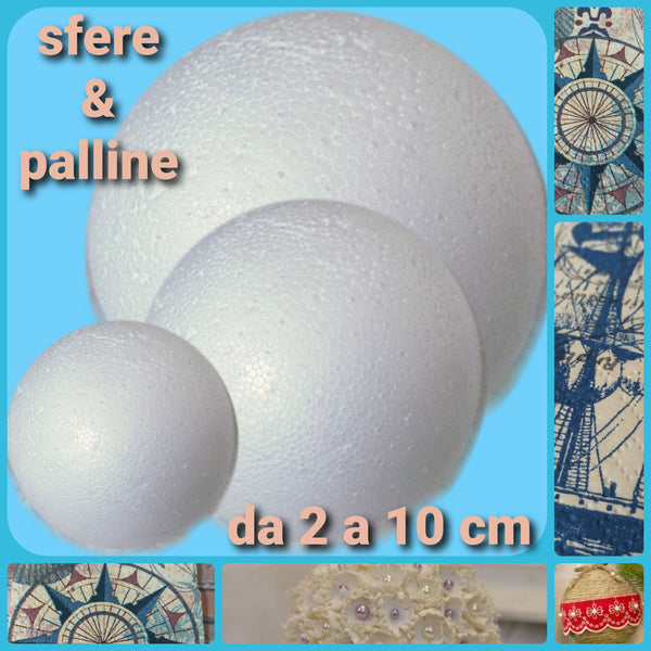 Palla o sfera in polistirolo di diametro da 2 a 29 cm