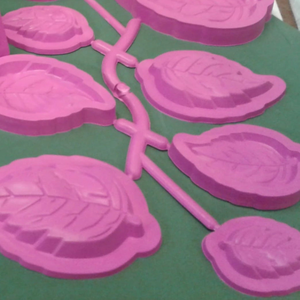 kit con 3 stampi forme doppie per foglie fiori fogli gomma crepla 2 mm
