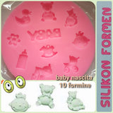 10 formine baby stampi in silicone biberon carrozzina per gesso polvere di ceramica paste nascita bebè