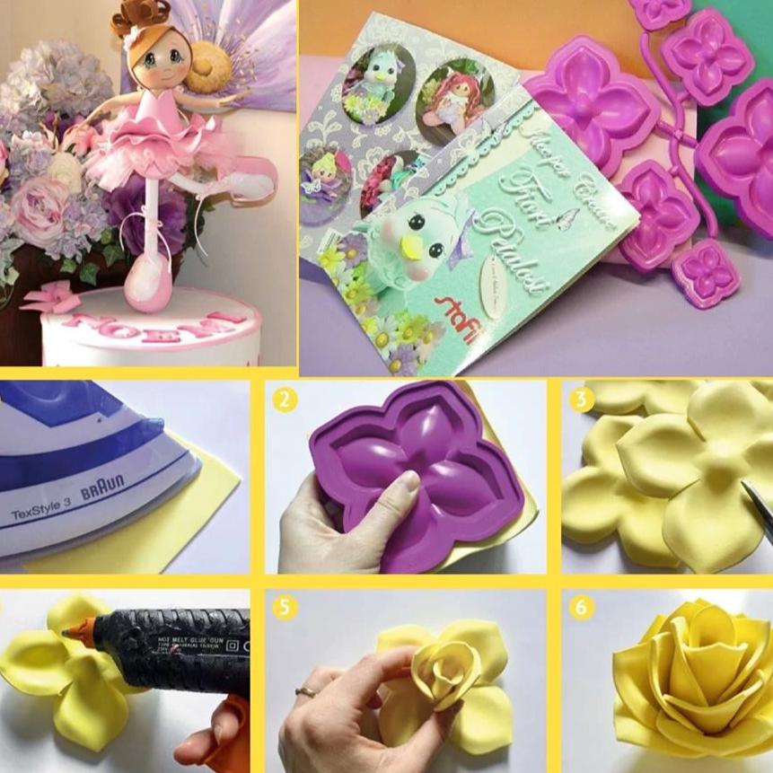 come creare rose di fommy gomma crepla gomma eva con stampi e rivista Stafil