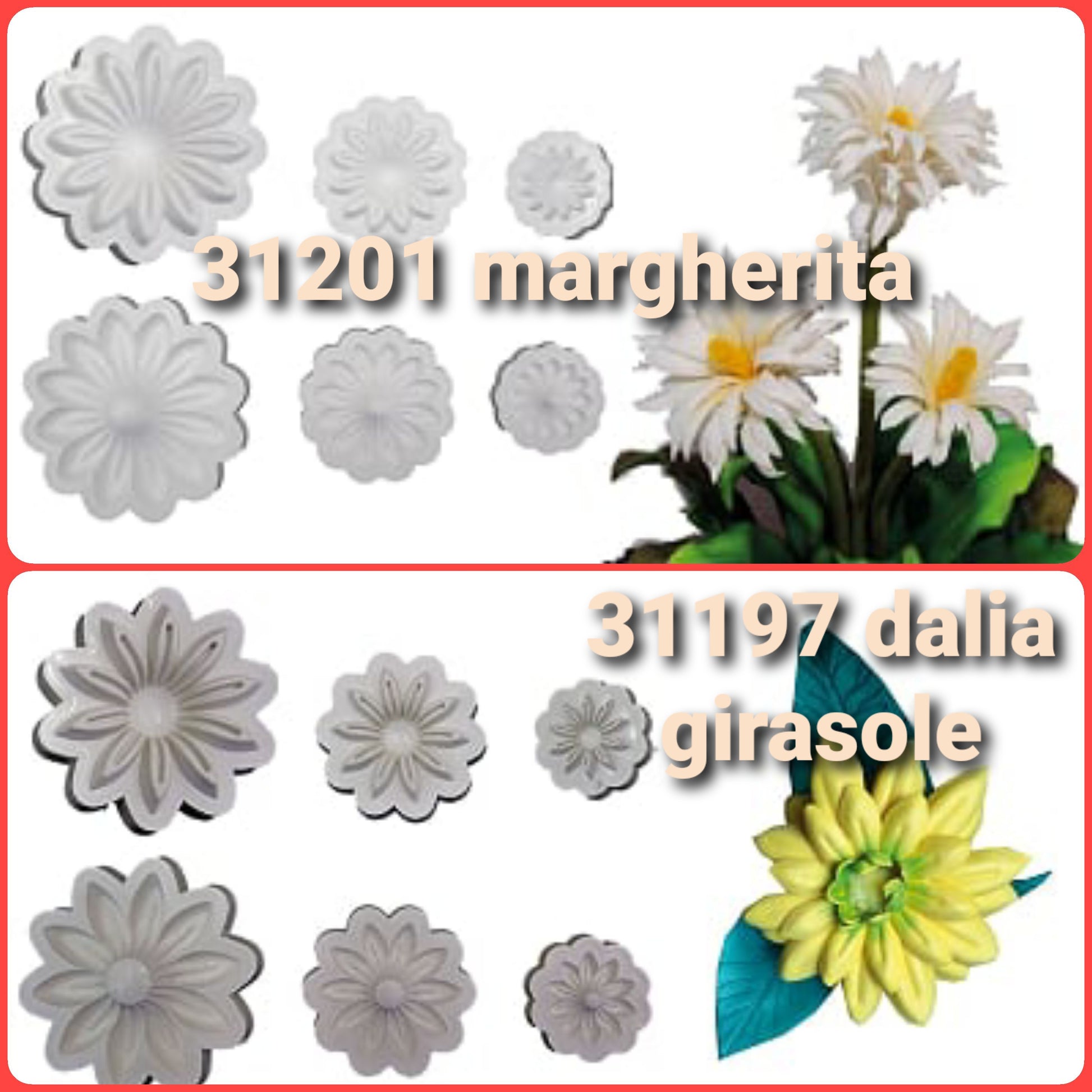 Margherita Dalia Girasole stampi per fiori fommy economici in vendita on-line creazioni gomma crepla tinta unita