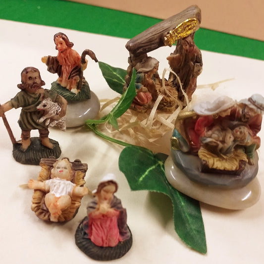 Natività Presepe composizione stalla roccia grotta cometa statuine piccole economiche Nativity set per lavoretti bambini creativi natalizi packaging allestimento natale fai da te