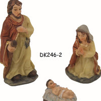 Sacra Famiglia Natività Presepe set statuine resina Gesù Giuseppe Maria Madonna 7-8 cm statuette marrone beige fai da te ambientazione natalizia composizioni idee regalo