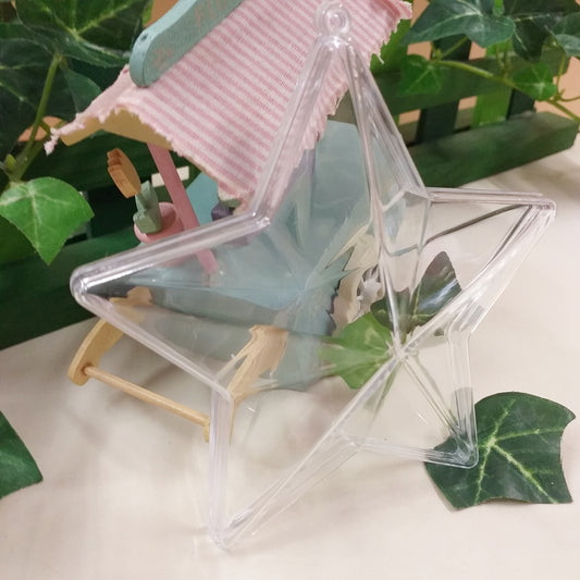 forma stella plastica apribile divisibile trasparente plexiglass per albero Natale uso portaconfetti confezioni cioccolatini dolcetti caramelle regali natalizi