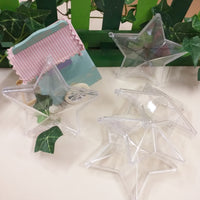 offerta stock forma stelle plastica apribile divisibile trasparente plexiglass per albero Natale uso portaconfetti confezioni cioccolatini dolcetti caramelle regali natalizi