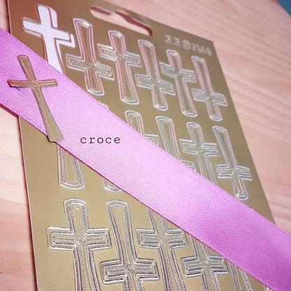 applicazione Croce sticker bomboniere Prima Comunione Santa Cresima Battesimo Santo Giorno adesivi etichette chiudipacco bollini 