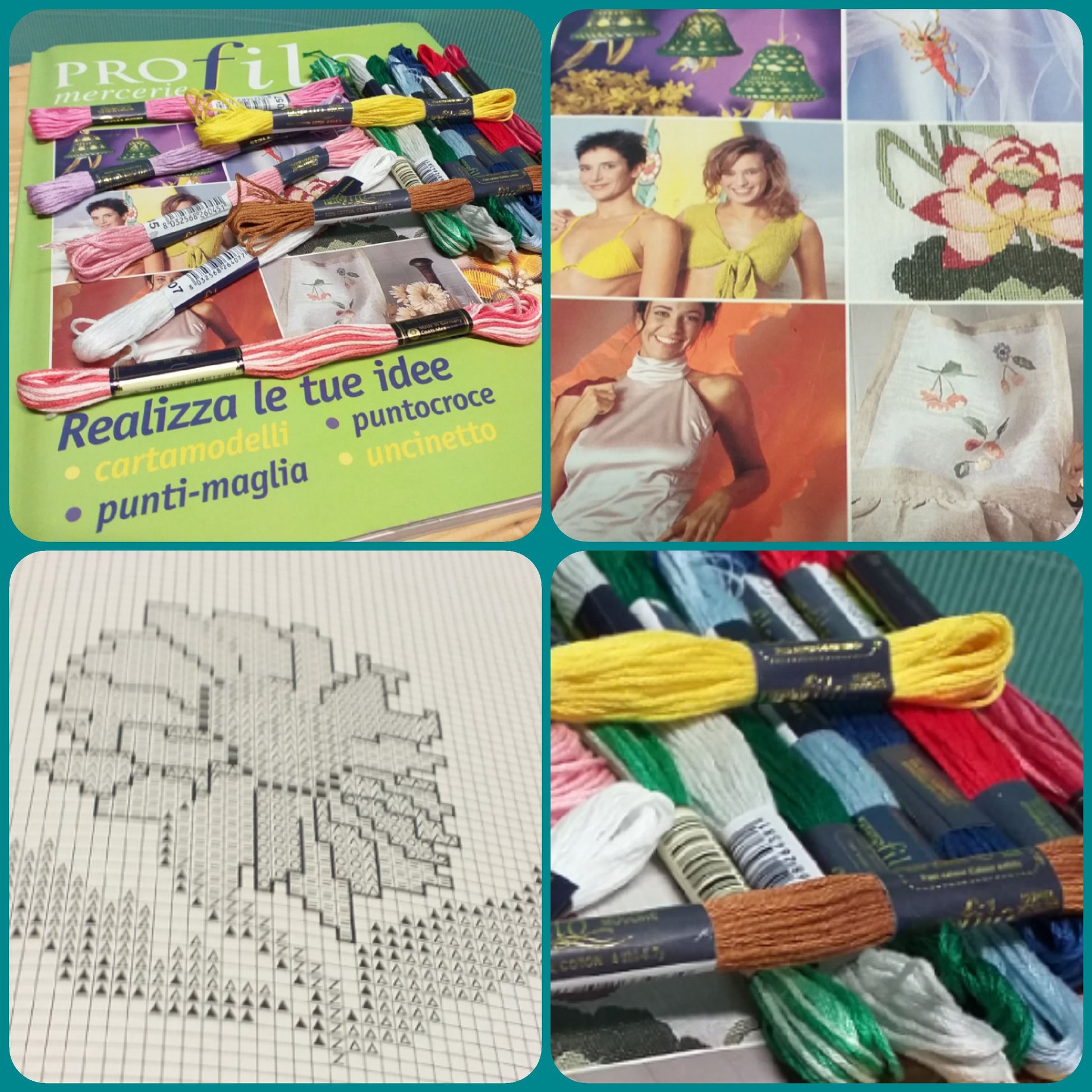 Stock filo cotone ricamo moulinè matassine filato Profilo con rivista del millennio cartamodelli punti maglia punto croce uncinetto schemi
