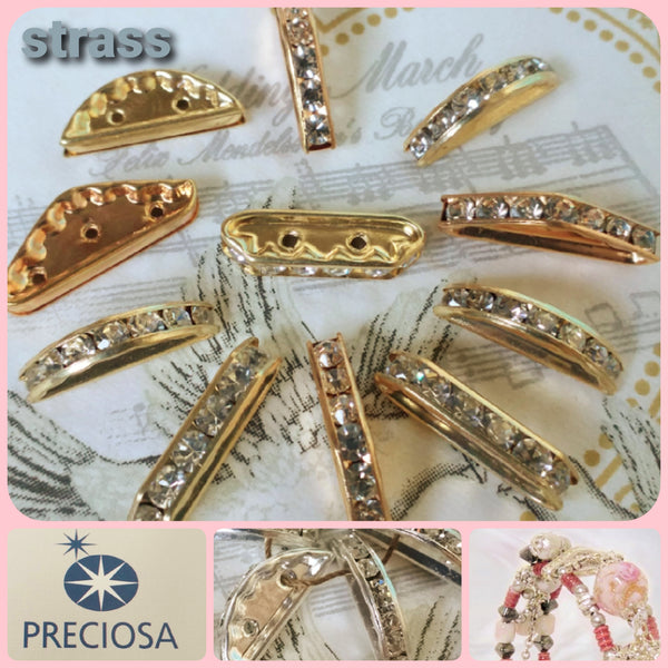 100 Perline Di Strass Nere Con Distanziatori In Cristallo Per 100 Perline Di Strass Nere Con Distanziatori In Cristallo Per
