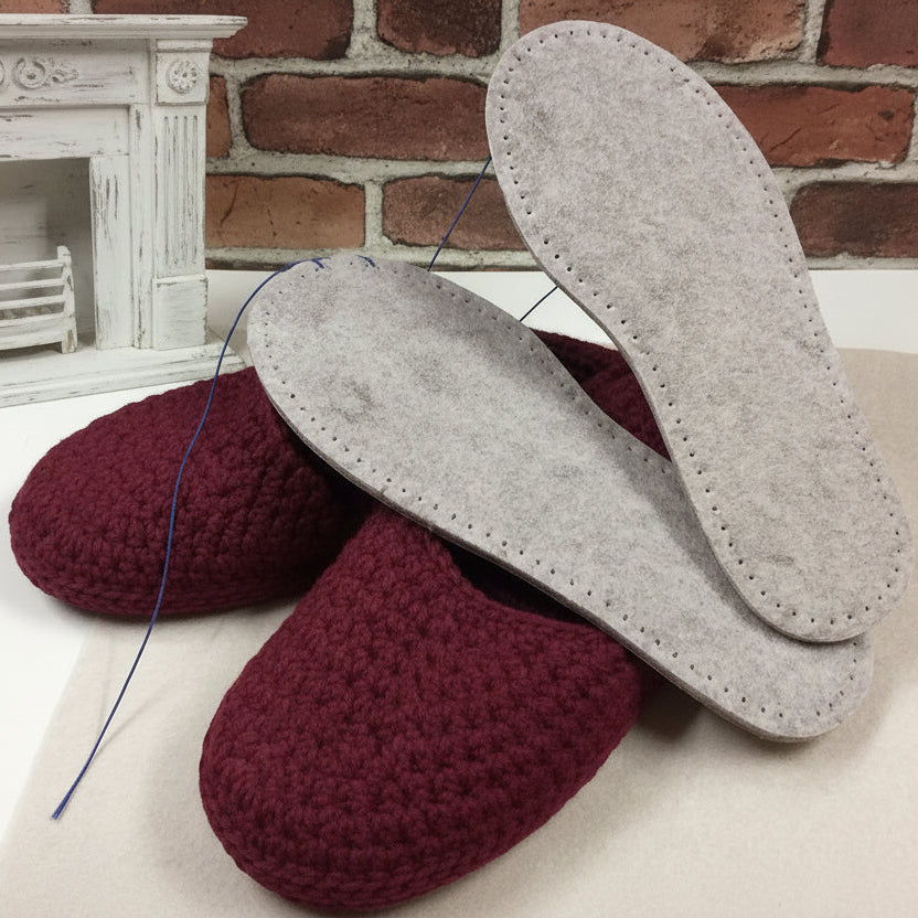 solette forate feltro ecopelle ad uso basi suole ciabatte pantofole babucce uncinetto maglia lavori fai da te artigianali stoffa tessuto pannolenci o crochet