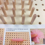 come creare pom-pom tulle con spine perni bastoncini del telaio di legno weaving pin loom tavoletta quadrata per tessitura e mattonelle granny