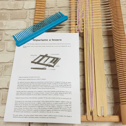 impariamo a tessere telaio tessitura a mano da tavolo fai da te tappeto arazzo tessuto con schema navette pettine esempio