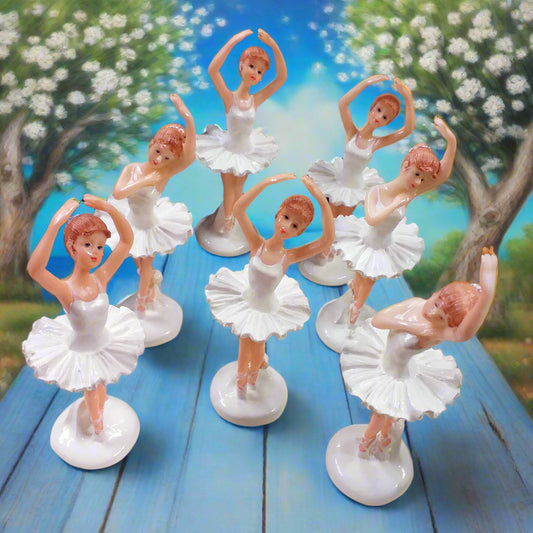 set da 8 ricordini gadget offerta lotto stock ballerine statuine ceramica resina uso fai da te bomboniere tema danza statuette Prima Comunione compleanno Cresima saggio finale
