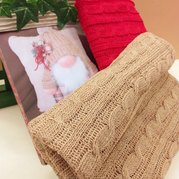 lana tessuto a maglia treccia knit stoffa sintetica per cucito creativo hobby lavoretti natalizi decorazioni idea creazione cuscino gnomo del Natale peluche e tartan