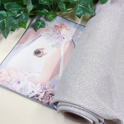Ribby argento lurex tessuti natale stoffa argentata per creazioni addobbi natalizi uso hobbistica fondale Presepe cucito creativo bambole di pezza pupazzo lovely Renkalik unicorno composizioni fiori