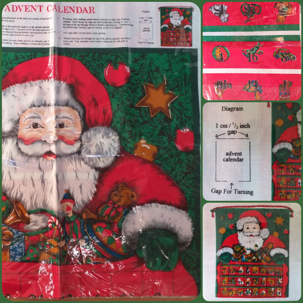 Natale tessuto pannello quilting per cucito creativo patchwork calendario avvento Babbo Santa Claus regali natalizi