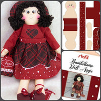 Bamboliamo Doll Angie Stafil rosso bordeaux tessuto cartamodelli stampati disegnati per bambole di stoffa pezza cucito creativo pigotta