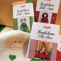 100 x 70 cm pannello Bamboliamo Doll Stafil Annie Angie gnoma elfa neve Natale verde rosso bordeaux mattone tessuto cartamodelli stampati disegnati per bambole di stoffa pezza cucito creativo pigotta