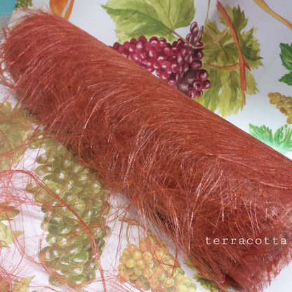 terracotta sisal rete runner rotolo decorativo tessuto di tulle in organza per fai da te hobby creativi packaging bomboniere uso creare vestitini bambole di stoffa e pezza