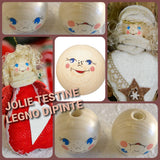 negozio Jolie Testine legno dipinte disegnate angioletti bambole visi fai da te creativo con tubolari capelli