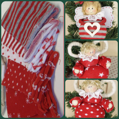 rosso bianco fiocco neve pois righe stelle natalizi tubolari Stafil maglina elasticizzati per bambole angioletti albero di Natale