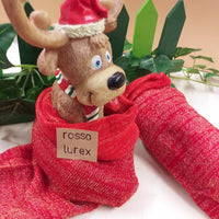 lurex tubolari rosso oro Natale maglia rasata Stafil uso creare cappello Babbo Santa Claus maglina elasticizzata per fai da te bambole pupazzi