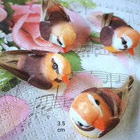 uccellini colorati 3.5 cm pesca arancio marrone decorativi finti artificiali con piume uso hobby creativi decorazione pasqua addobbi composizioni fiori bouquet allestimenti e bomboniere