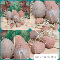 Uova di terracotta da 3 e 6 cm effetto craquelle crakle vintage da colorare dipingere decorare per albero Pasquale composizioni centrotavola Vetrine